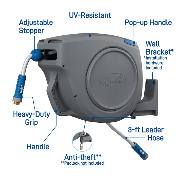 Orbit Auto-Retractable Garden Hose Reel - 100 ft x 5/8 in