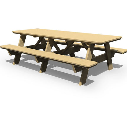 Amish 3ft x 8ft Solid Pine Wood Picnic Table