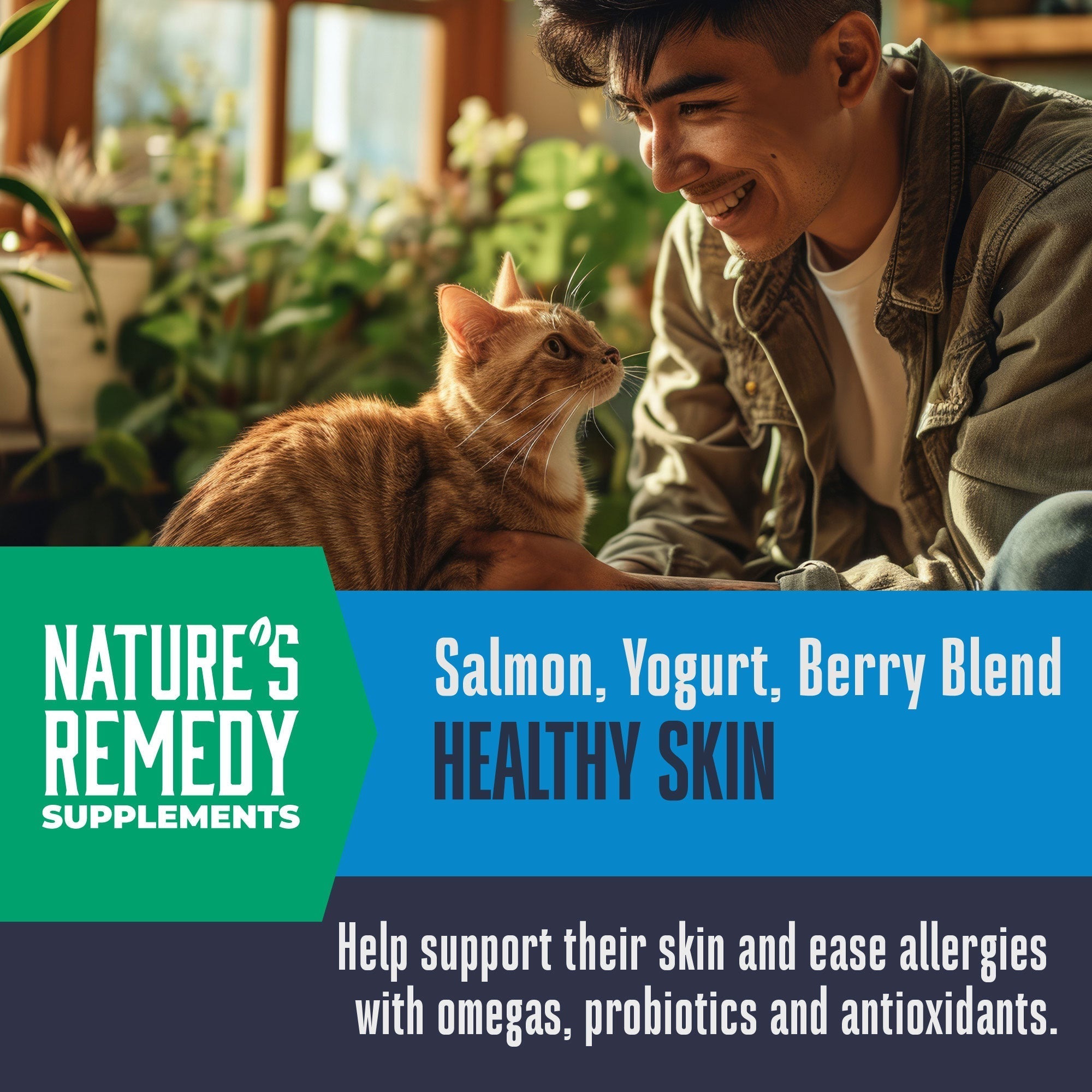 Nature’s Remedy Healthy Skin & Allergy Support.  Human-Grade, Grain-Free, Whole Food Supplement for Cats - Made in Our Own Kitchens