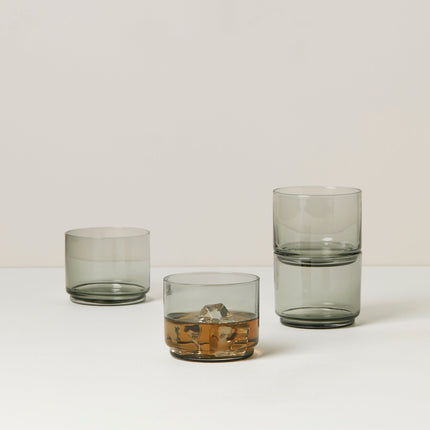 Tuscany Classics Stackable Smoke Short Glasses - Set Of 4