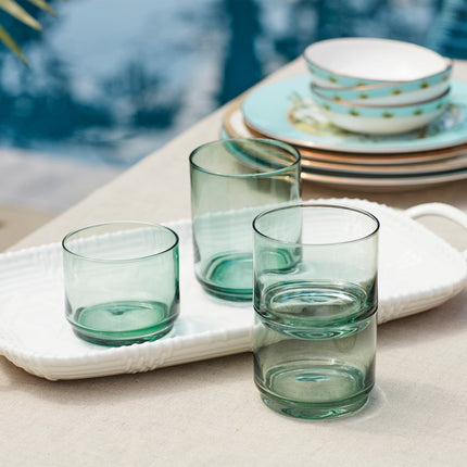 Tuscany Classics Stackable Green Tall Glasses - Set Of 4