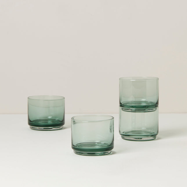 Tuscany Classics Stackable Green Short Glasses - Set Of 4