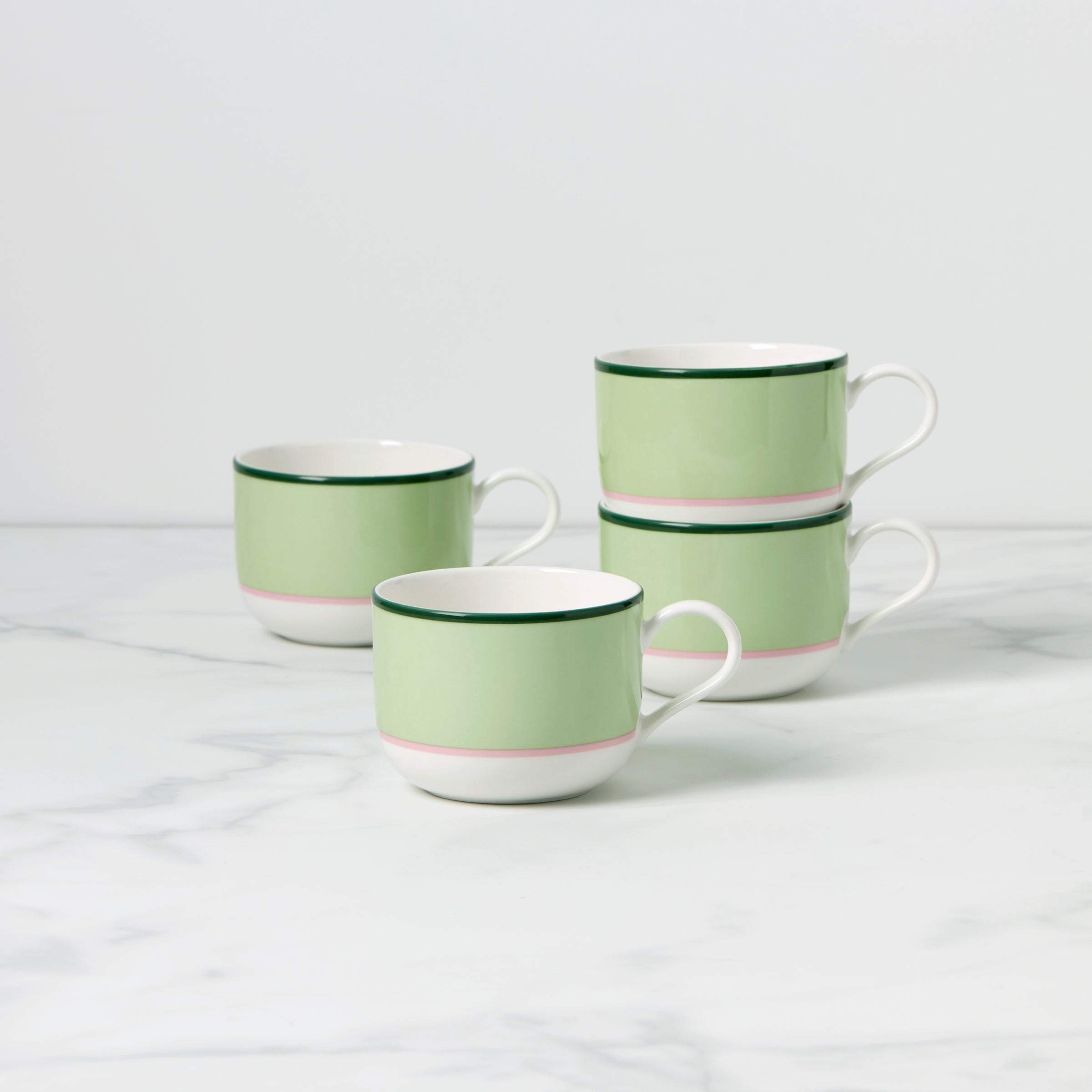 Make It Pop Mugs - Set of 4 - Green/Pink