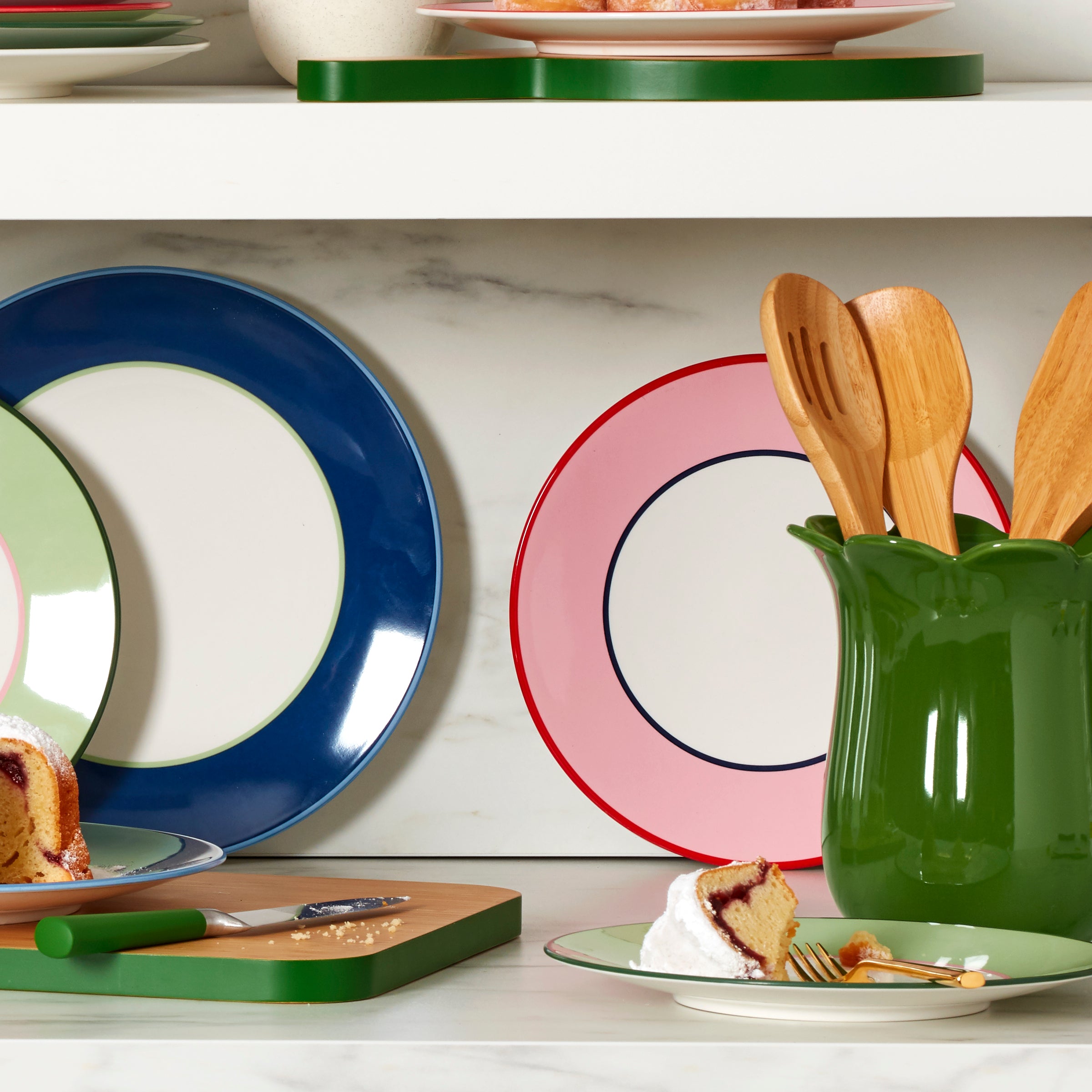 Make It Pop Dinner Plates - Set of 4 - Navy/Green