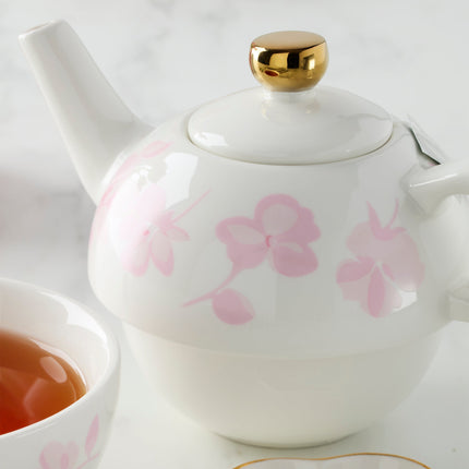Spring Pansies Tea For One With Tea Bag Holder