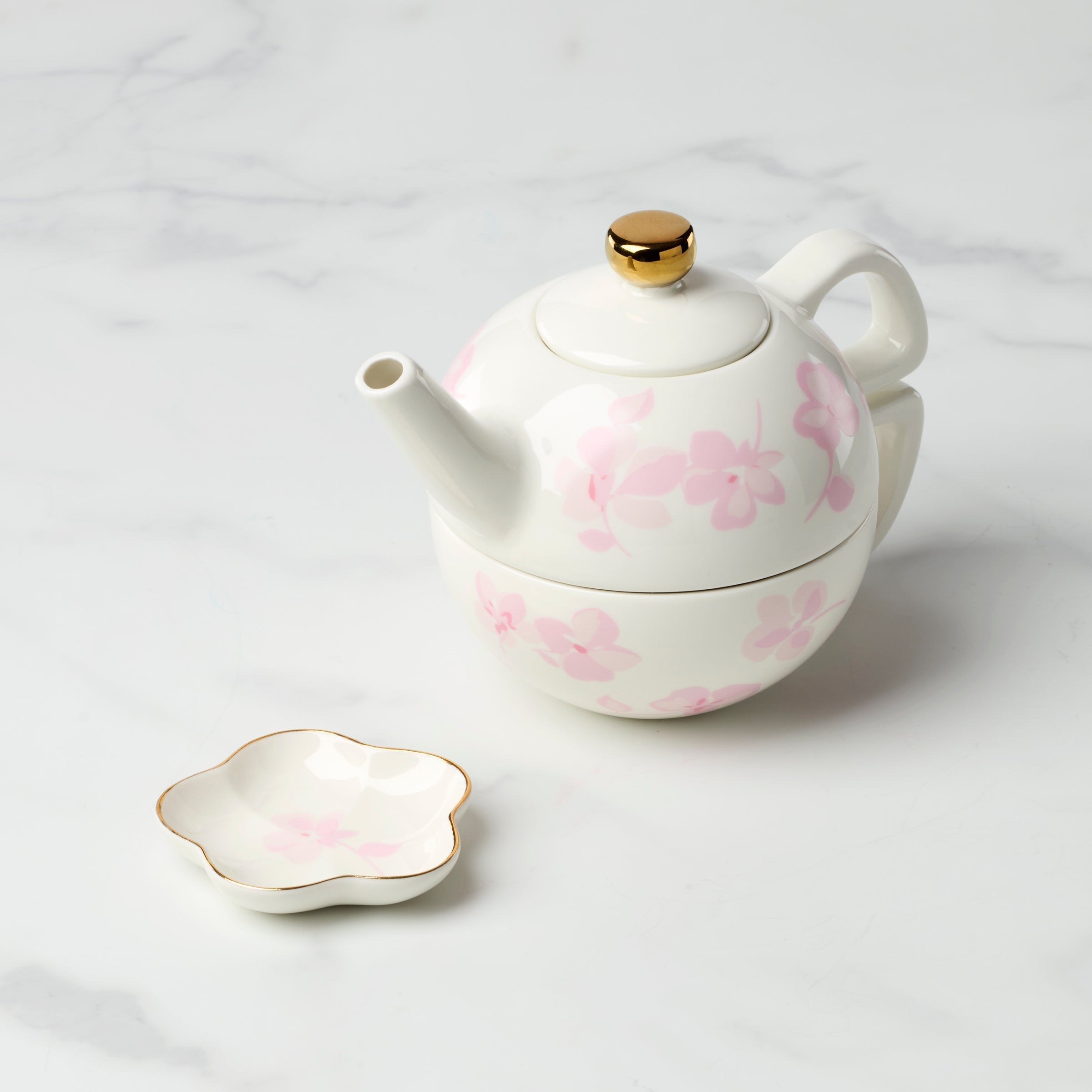 Spring Pansies Tea For One With Tea Bag Holder