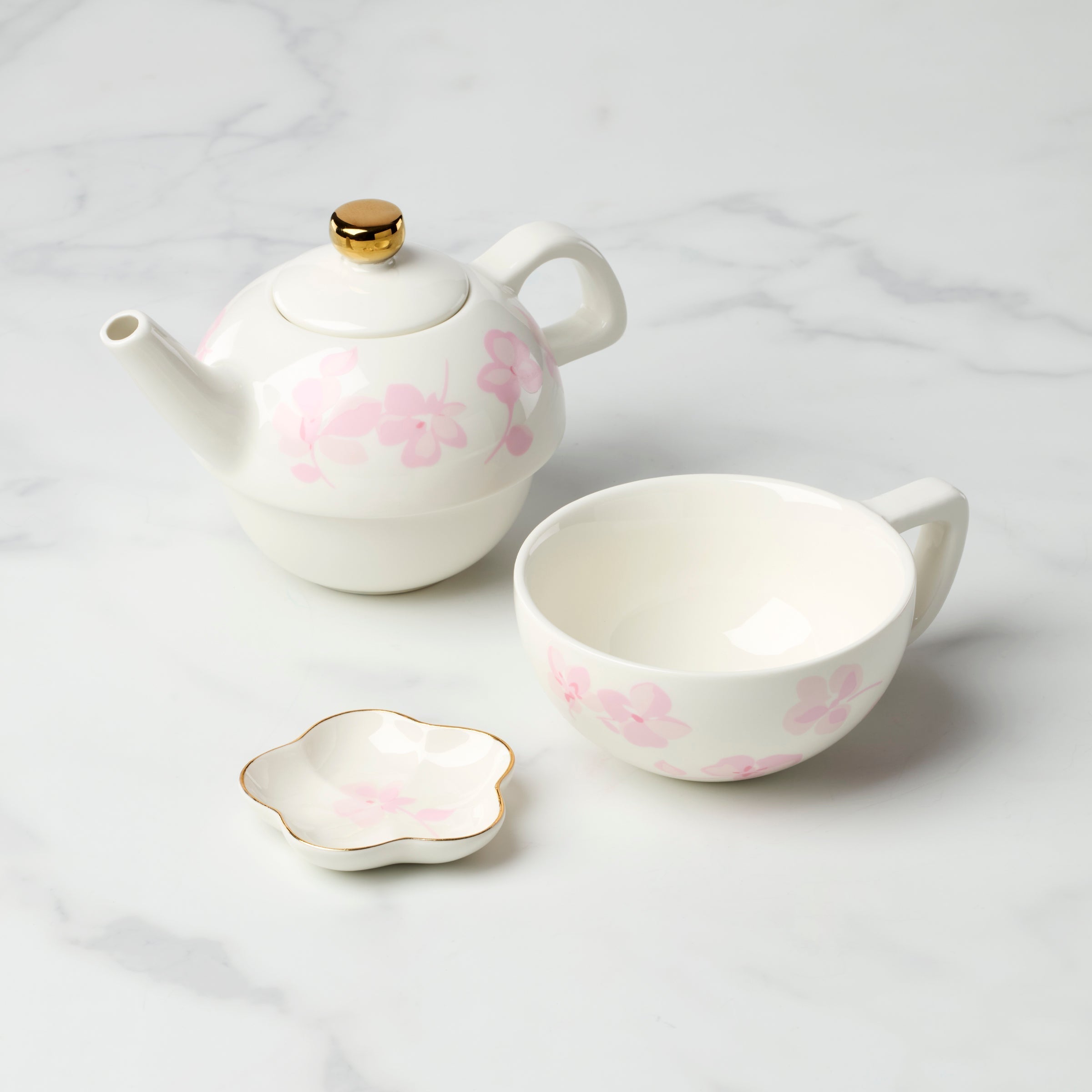 Spring Pansies Tea For One With Tea Bag Holder