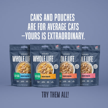 Hydrating Snack and Meal Complement For Cats – Shredded Salmon with Tuna Chunks in Gravy