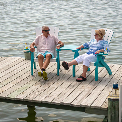 Amish Dockside Poly Adirondack Chair Settee for 2 with table
