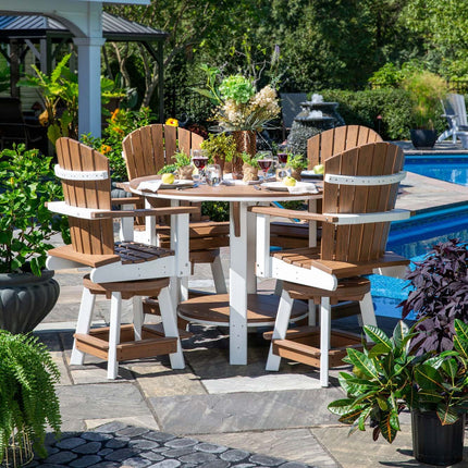 Amish 42" Round Patio Counter Height 5pc Table Set w/ Swivel Chairs - Customizable