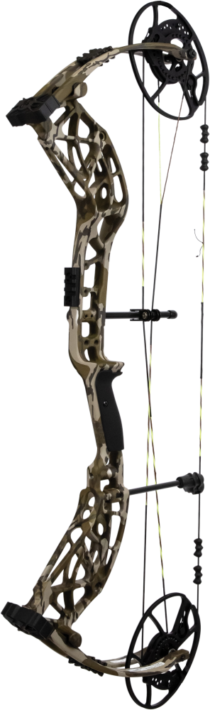 Adapt 2 HP hunting Compound Bow from Bear Archery on a transparent background in color Mossy Oak Bottomland.