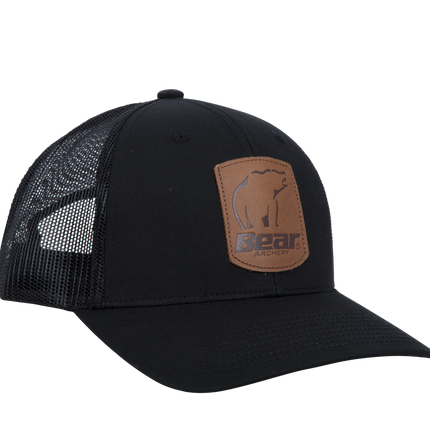 Bear Archery Black Leather Patch Hat - bear archery hat