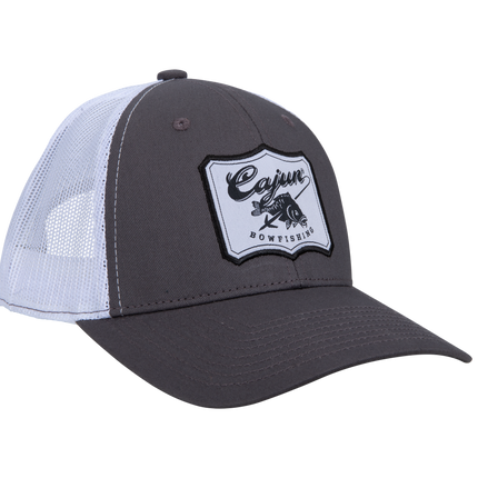 cajun bowfishing hat - grey and white cajun bowfishing hat - bowfishing hat - Cajun Bowfishing apparel