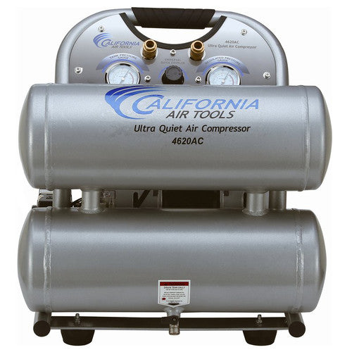 California Air Tools 4620AC 2 HP 4.6 Gallon Ultra Quiet and Oil-Free Aluminum Tank Twin Stack Air Compressor