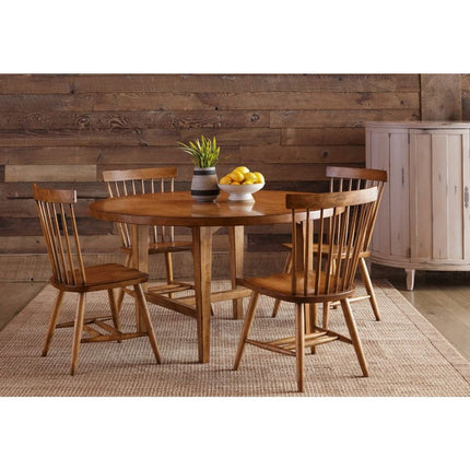 Amish Wheaton Round Pedestal Table with 4 Windsor Chairs